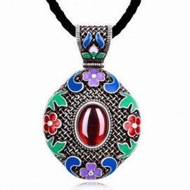 N014-B WOMEN NATIONAL STYLE NECKLACE  (RED)