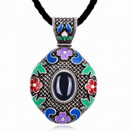 N014-A WOMEN NATIONAL STYLE NECKLACE  (DEEP BLUE)