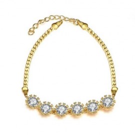 B012-A GRACEFUL INLAID WHITE ZIRCON DIFFERENT TYPES NEW GIFT BRACELET (GOLDEN)