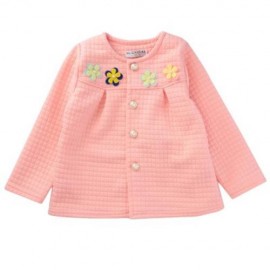 HAN EDITION LONG SLEEVE COTTON SINGLE BREASTED FLOWER DECORATED BABY GIRLS TWINSET (RED)