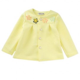 HAN EDITION LONG SLEEVE COTTON SINGLE BREASTED FLOWER DECORATED BABY GIRLS TWINSET (YELLOW