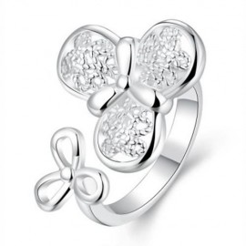 POPULAR SILVER PLATED RING FOR GIRL CLOVER PATTERN R702 (SILVER)