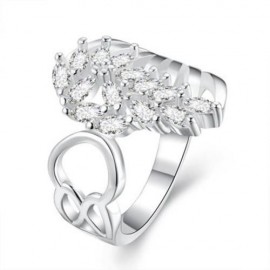 SILVER PLATED FINGER RING FOR LADY FEATHER PATTERN R680 (SILVER)