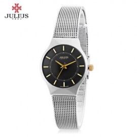 JULIUS JA - 577 WOMEN ULTRATHIN QUARTZ WRIST WATCH STAINLESS STEEL MESH BAND (BLACK)
