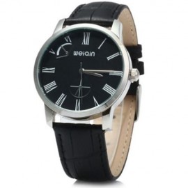 WEIQIN W23056 MALE ANALOG QUARTZ WATCH LEATHER BAND 5ATM WATER RESISTANT SMALL DIAL DECORA