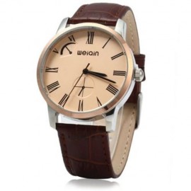 WEIQIN W23056 MALE ANALOG QUARTZ WATCH LEATHER BAND 5ATM WATER RESISTANT SMALL DIAL DECORA