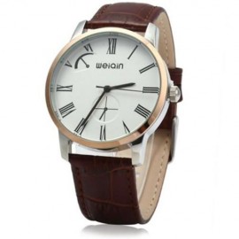 WEIQIN W23056 MALE ANALOG QUARTZ WATCH LEATHER BAND 5ATM WATER RESISTANT SMALL DIAL DECORA