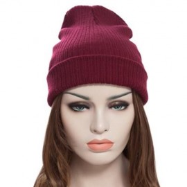 CHIC SOLID COLOR WARM SOFT SKULLIES BEANIE KNIT CAP (CLARET)