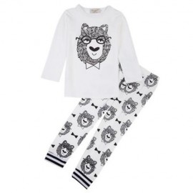 TRENDY ROUND NECK LONG SLEEVE COTTON ANIMAL PRINT BABY BOYS SUIT (WHITE)