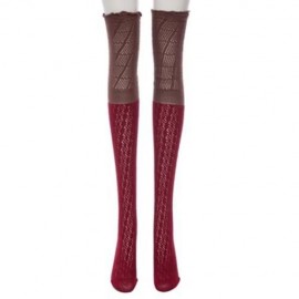 TRENDY LADIES SOFT LACE BOOT SOCKS STRETCH LEG CUFFS (DARK RED   KHAKI)