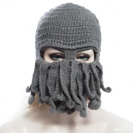 TRENDY MEN WOMEN HANDMADE KNITTING WOOL OCTOPUS ADULT HAT (DEEP GRAY)