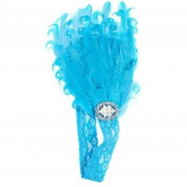 STYLISH FEATHER FLOWER DIAMOND STRETCHY BABY GIRLS HEADBAND (BLUE)