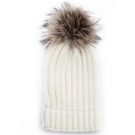 HAN EDITION TRENDY SOLID COLOR RACCOON BALL TOP THICKENING KNITED STRETCHY GIRLS BEANIE HA