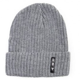 PLUS VELVET CAP WINTER BEANIE POLYESTER KNITTED SKI HAT (GRAY)
