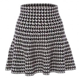 CHIC PURE COLOR HIGH WAIST WOOLEN KNITED PLEATED GIRLS SKIRT (WHITE AND BLACK)