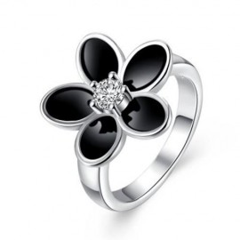 R735 SILVER PLATED NEW DESIGN FINGER RING FOR LADY (BLACK)