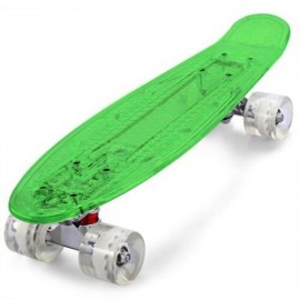 CL - 403 22 INCH TRANSPARENT PC LED RETRO SKATEBOARD LONGBOARD MINI CRUISER (CRYSTAL GREEN