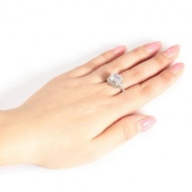 ROMANTIC WOMEN RHOMBIC RHINESTONE EMBELLISHED BRIDAL RING (SILVER)