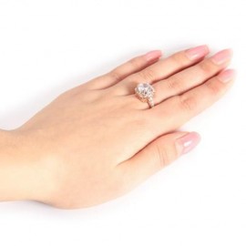 ROMANTIC WOMEN RHOMBIC RHINESTONE EMBELLISHED BRIDAL RING (ROSE GOLD)