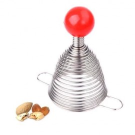 STAINLESS STEEL WALNNUT CRACKER WITH SPRING NUT OPENER TOOL (RED)