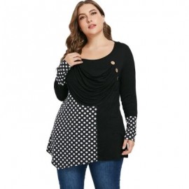 Plus Size Dotted Draped Asymmetrical T-shirt (BLACK)
