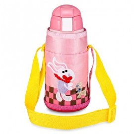 DA22 - C60 Children Stainless Steel Vacuum Cup With Straw 2 Caps 600ml (LIGHT PINK)