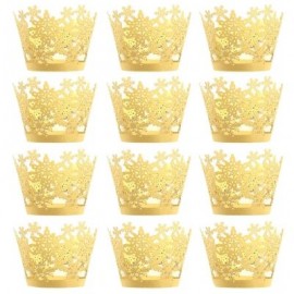 Christmas Snowflake Cake Cup for DIY Baking 12pcs (GOLD)